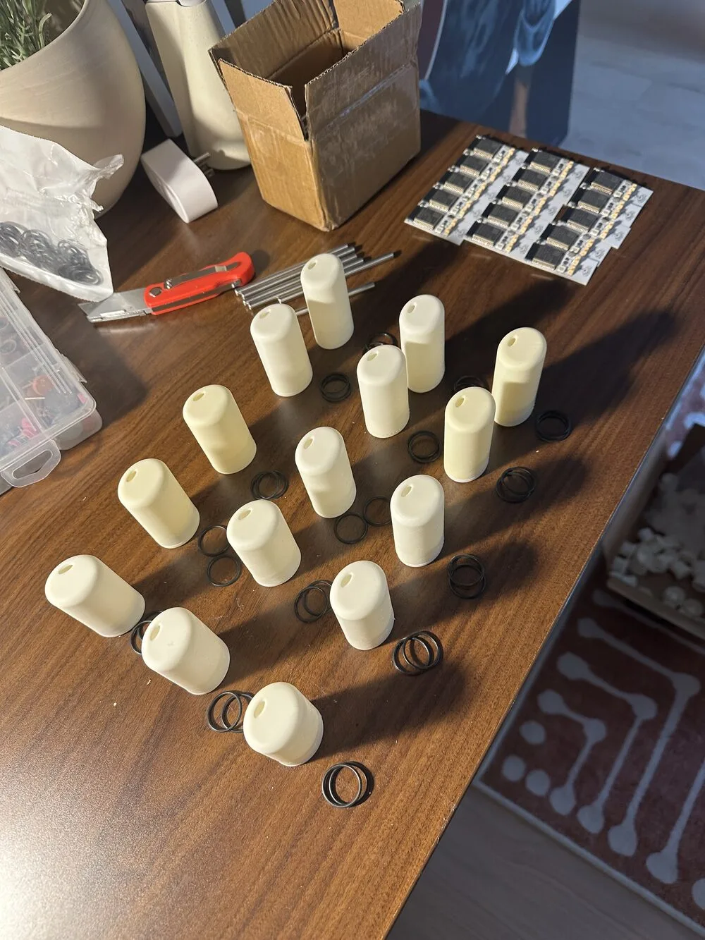 The first batch of PlantSense shells, 3D printed in white resin